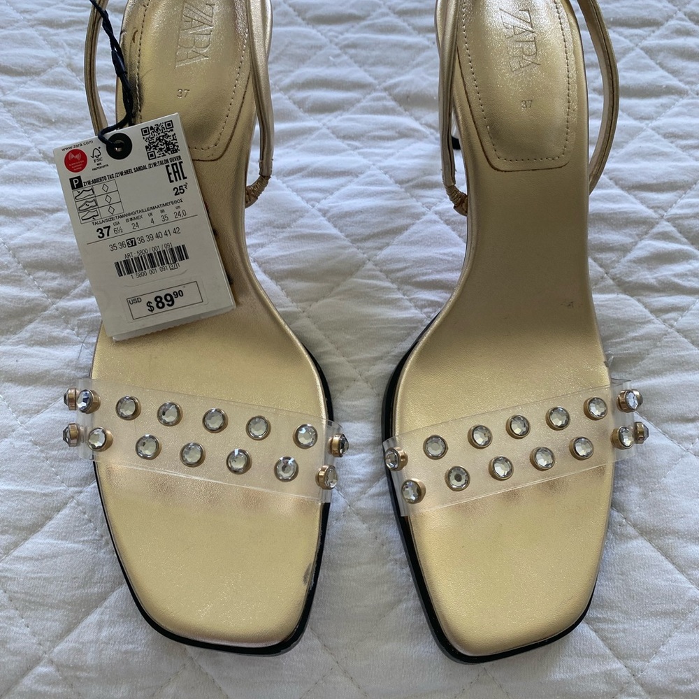 Zara Cream Sandals with Crystal Details